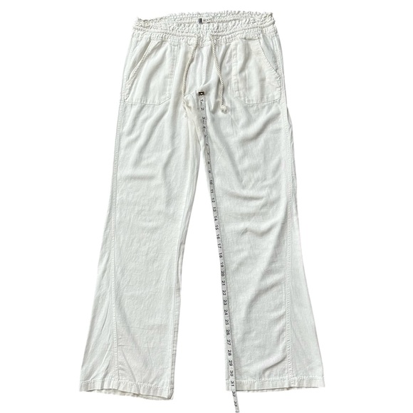 ROXY Oceanside Linen Blend Mid-Rise Flared 32” Inseam Pant White Size Large - Picture 8 of 14
